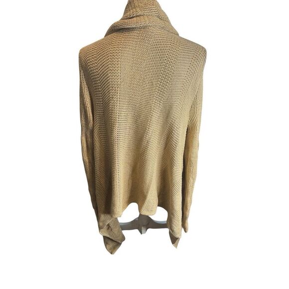 Lauren Ralph Lauren Metallic Gold Cardigan Sweater Linen Blnd Asymmetric Sz L XL - Picture 4 of 9